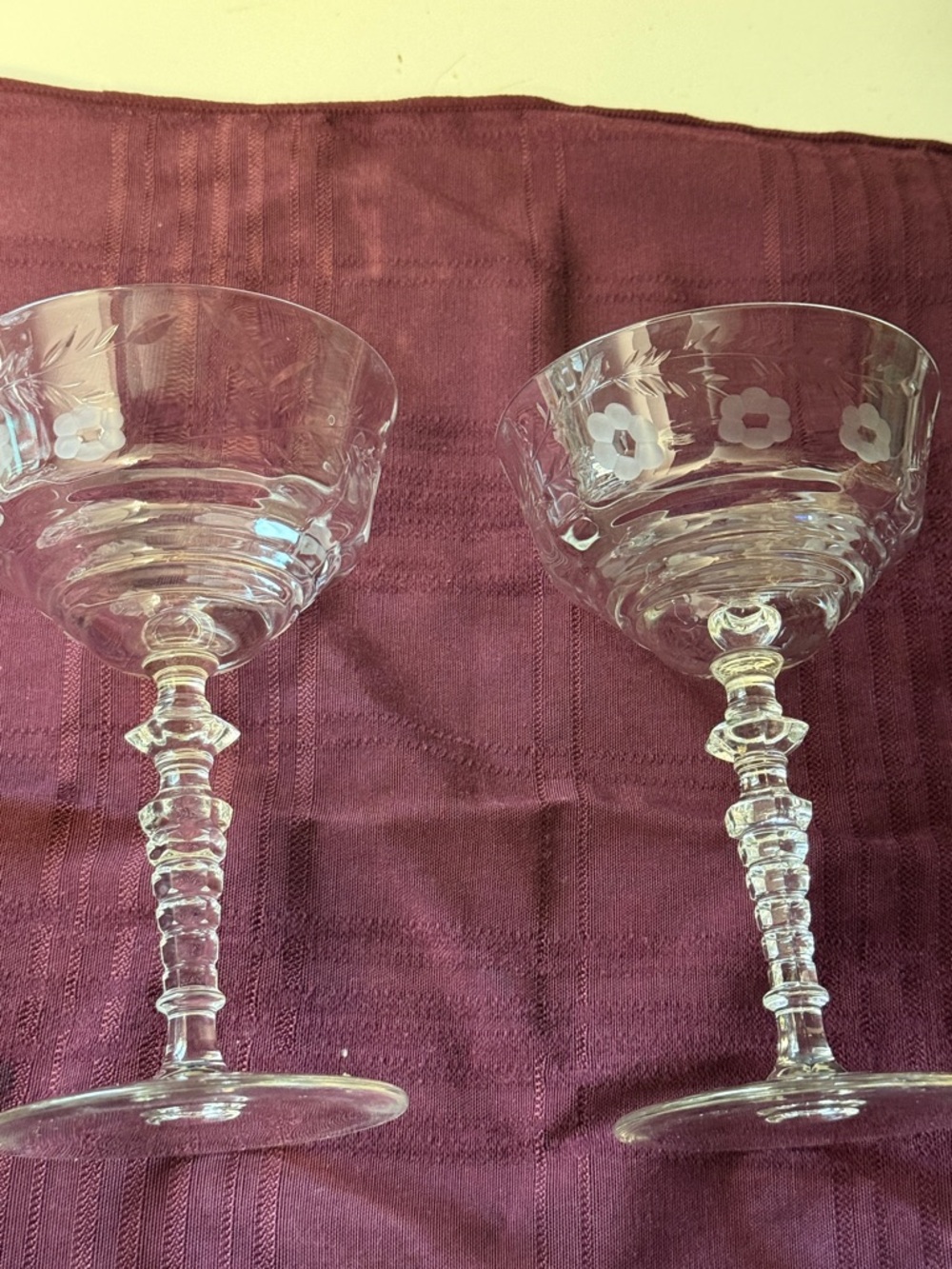 Vintage Tiffin Franciscan crystal champagne coupes pair of 2